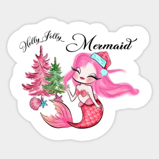 Holly Jolly Mermaid Sticker